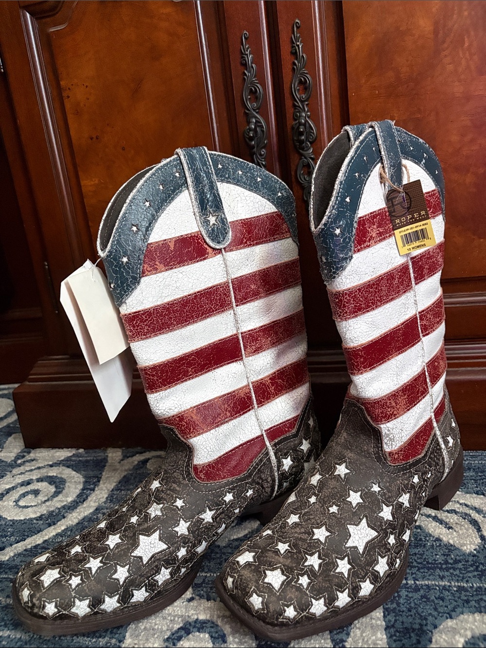 Patriotic American Flag Cowboy/Cowgirl Boots -UNISEX NWT - Picture 5 of 8